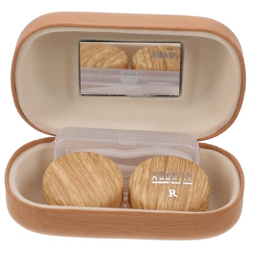 SKISUNO Kontaktlinsenbehälter Doppelbehälter aus Langlebigem Auslaufsicher Wiederverwendbar Kompakt Praktischer Aufbewahrungsbox für Farbige Kontaktlinsen Reise Organizer Braun von SKISUNO