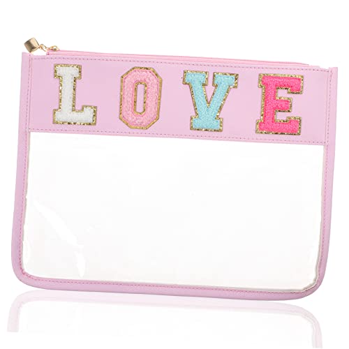 SKISUNO Reise Kosmetiktasche Aus Wasserdichtem Mehrzweck Zipper Pouch Für Snacks Und Make-up Transparente Aufbewahrung Für Damen Love Für Reisen Und Alltag von SKISUNO