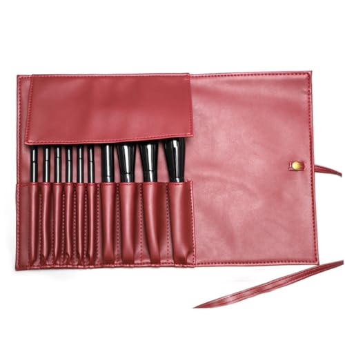 SKISUNO Makeup Pinsel Aufbewahrungstasche aus Strapazierfähigem PU Leder Kompakte Kosmetikrolle für Reise und Zuhause Tragbarer Organizer für Saubere und Ordentliche Schminkpinsel von SKISUNO