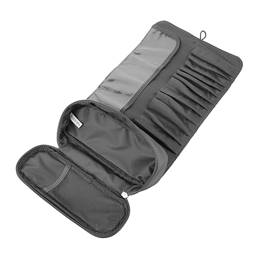 SKISUNO Multifunktionale Make Up Pinseltasche Graue Kosmetiktasche mit Reißverschluss Großer Organizer für Kosmetik und Toilettenartikel für Reisen und Unterwegs Langlebig von SKISUNO