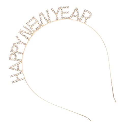 SKISUNO Neues Jahr Haarband Glitzerndes Happy New Year Stirnband Mit Kristallbuchstaben Ideales Party Accessoire Für Festliche Anlässe Und Feiern Goldfarbe von SKISUNO