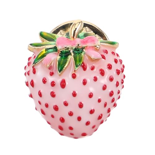SKISUNO Niedliche Erdbeer-brosche Pin für Damen Glänzend Emailliert Kompakt und Vielseitig Anstecknadel für Rucksäcke Kleidung und Taschen Modisches Accessoire in Rosa von SKISUNO