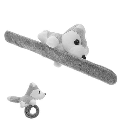 SKISUNO Plüsch Tier Slap Armband Kuscheltier Armband für Robustes und Komfortables für Partys Geburtstage und Feste Husky von SKISUNO