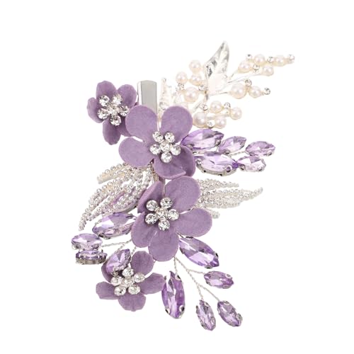 SKISUNO Rhinestone Haarclip mit Blumenmotiv Funkelnder Brautschmuck mit Künstlichen Perlen Eleganter Haarschmuck für Frauen für Hochzeiten Brautjungfern und Festliche Anlässe von SKISUNO