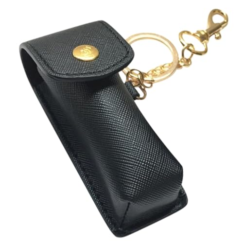 SKISUNO Schlüsselanhänger Lippenstifthalter Schwarz Tragbare Lippenstift Hülle mit Modischem Design Kompakt Leicht und Robust für Reisen Partys und Outdoor Aktivitäten von SKISUNO