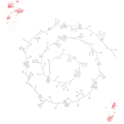 SKISUNO Silber Haarschmuck Hochzeit Blume Geformt Haarkette Frauen Haarschmuck Kreative Kopftuch Mit Strass Und Perlenverzierung Für Partys Und Besondere Anlässe von SKISUNO
