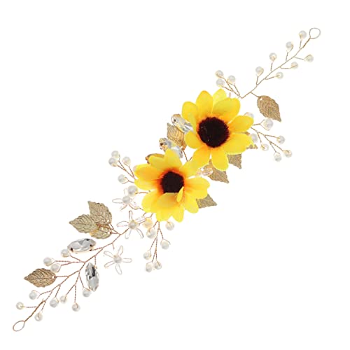 SKISUNO Sonnenblume Stirnband Mit Seidenblumen Und Zirkonia Für Hochzeit Und Party Blumenkopfbedeckung Für Damen Haarband Mit Blumen Für Besondere Anlässe von SKISUNO