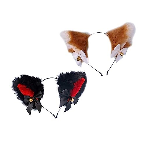 SKISUNO 2stücke Katzenohren Haarband Mit Schleifen Und Glocken Plüsch Haarschmuck Für Mädchen Für Partys Geburtstagsfeiern Und Besondere Anlässe von SKISUNO