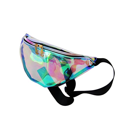 SKISUNO Transparente Holografische Bauchtasche für Frauen Verstellbare Taillentasche für Sport Jogging Reisen und Strandaktivitäten Multifunktionale Hüfttasche PU Material von SKISUNO