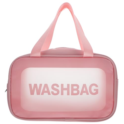 SKISUNO Transparente Kosmetiktasche Reisetaschen-toilettenartikel Durchsichtiger Kulturbeutel Für Damen Make-up Pinsel Herren Mehrzweck Reisen Rosa PVC Sechsteiliges Set von SKISUNO