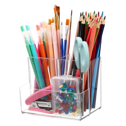 SKISUNO Makeup Organizer Transparenter Kosmetikpinselhalter Mit Fächern Vielseitig Einsetzbar Für Bürobedarf Und Badezimmer Robustem Leicht Zu Reinigen Und Elegant von SKISUNO