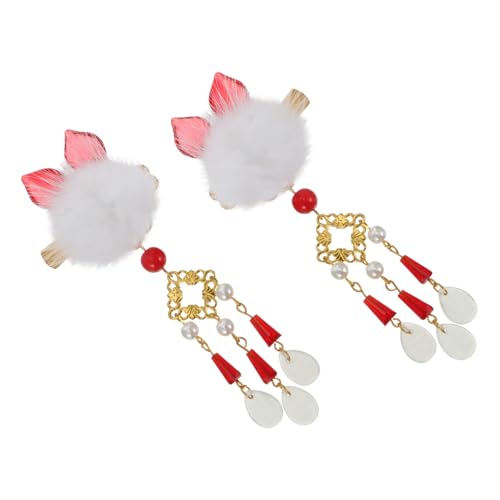 SKISUNO Vintage Cat Ear Haarnadeln Cosplay Haarschmuck Chinesische Haarklammern mit Quaste für Damen und Mädchen Dekorative Haarspangen für Hanfu Kostüm Stilvolle Haaraccessoires von SKISUNO