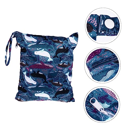 SKISUNO wasserdichte Wickeltasche mit Doppeltem Reißverschluss Übergröße mit Tiermuster Zwei Fächer für Nasse und Trockene Babyartikel Organizer für Windeln und Zubehör Mit Tragegriff für von SKISUNO