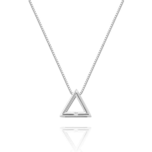 925 Geometrische Dreieck-Halskette mit Anhänger, Damen, Hochzeitsschmuck, schön und vielseitig, kann mit jedem Stil getragen werden von SKJUBLPG