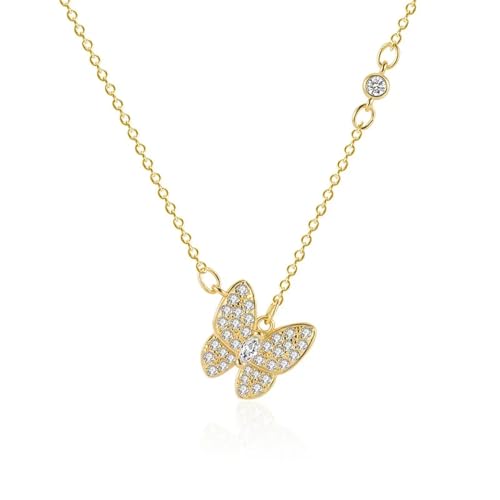 925 Schmuck-Accessoires, Halskette mit Schmetterlings-Anhänger, für Damen, Hochzeit, Party, modische Halskette, geeignet für den täglichen Gebrauch von SKJUBLPG