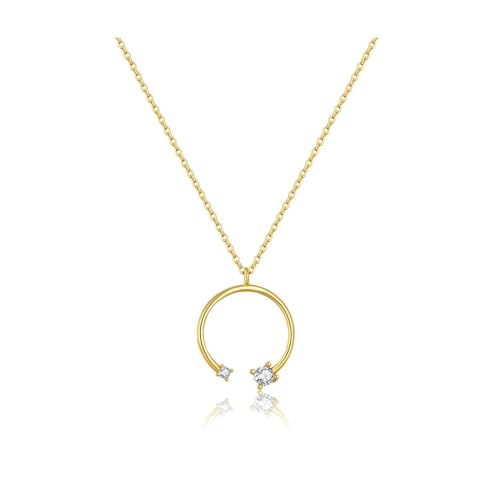 925 runde Halskette mit Anhänger, lange Kette, luxuriöser feiner Schmuck, schlicht, Einstellbar, Kristall von SKJUBLPG