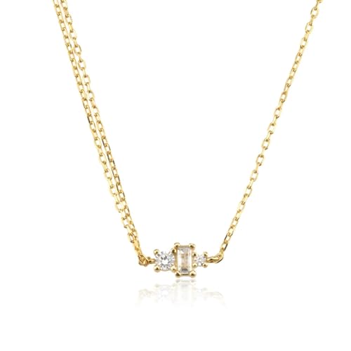 925er Halskette mit Doppelkettenanhänger, luxuriöser Damenschmuck, schön und vielseitig, kann zu jedem Stil getragen werden, Einstellbar, Kristall von SKJUBLPG