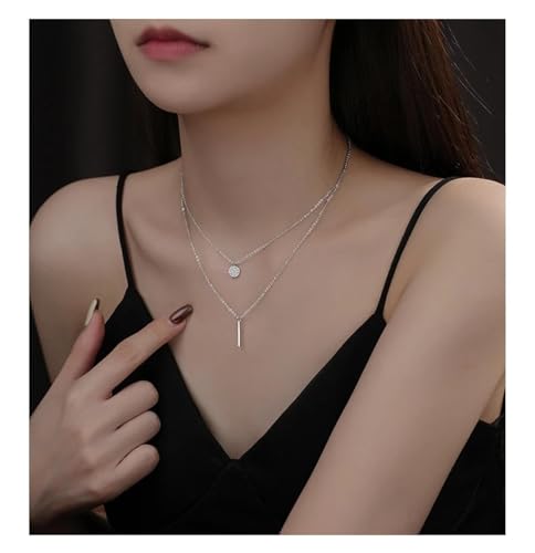 999 leichte, luxuriöse, doppellagige, geometrische Anhänger-Halskette, geeignet für Frauen und Mädchen, exquisiter Partyschmuck, Einstellbar, Kristall 999 leichte, luxuriöse, doppellagige, geometrische Anhänger-Halskette, geeignet für Frauen und Mädchen, exquisiter Partyschmuck, Einstellbar, Kristall von SKJUBLPG