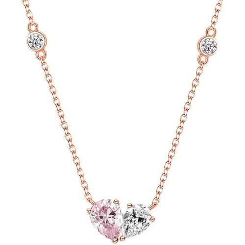 Ästhetische, exquisite Anhänger-Halsketten-Kollektion für Mädchen und Frauen, funkelnder Herz-Stern, Einstellbar, Kristall von SKJUBLPG