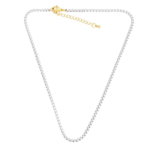 Bonbonfarbene Kastenkette, Halskette, Choker, kurzer Schmuck, schöne und vielseitige Halsketten, die zu jedem Stil getragen werden können, Einstellbar, Kristall von SKJUBLPG