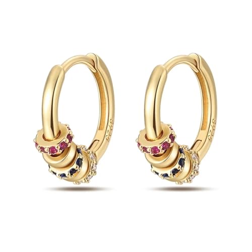 Damen-Ohrstecker, Modeschmuck, Modeschmuck, 925 Regenbogenfarben, dreifacher Kreis für Party-Zubehör von SKJUBLPG