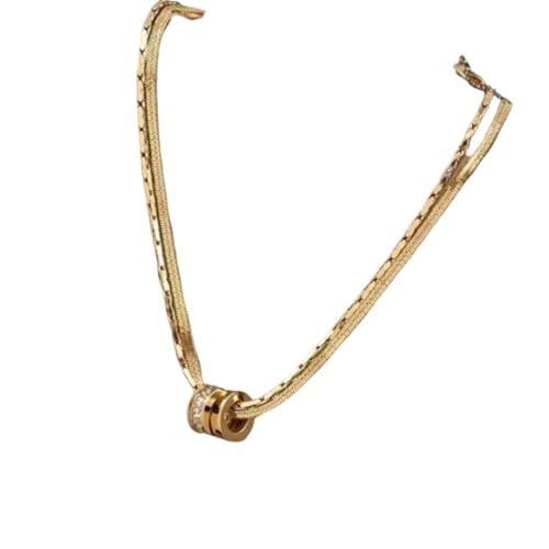 Doppellagige Glücksperlen-Halskette mit kleinen Kugel-Anhängern für Damen, Nischen-Schlüsselbein-Kette, Einstellbar, Kristall von SKJUBLPG