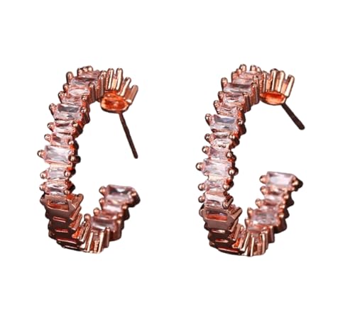 Halbrunde Zirkon-Ohrringe, beliebte Damenparty von SKJUBLPG