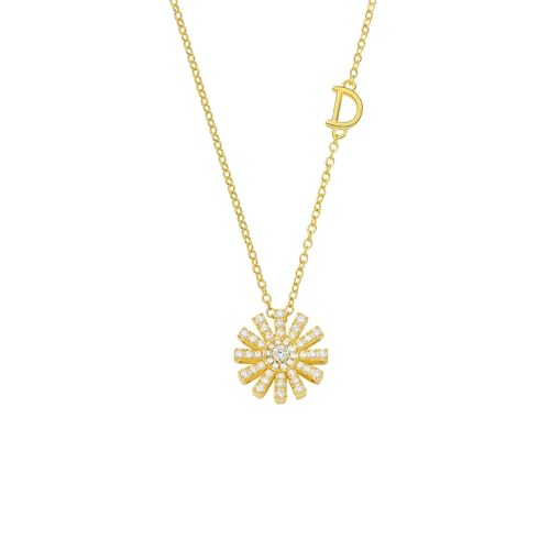 Halskette mit 925er-Blumen-Anhänger, feiner Schmuck, schön und vielseitig, kann zu jedem Stil getragen werden, Einstellbar, Kristall von SKJUBLPG