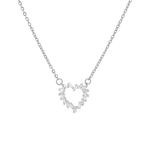 Halskette mit hohlem Herz-Anhänger für Damen, luxuriöser Hochzeitsschmuck, schön, vielseitig, kann zu jedem Stil getragen werden, Einstellbar, Kristall von SKJUBLPG