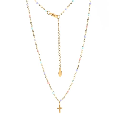 Halskette mit kleinem, schlankem, einfachem, niedlichem Kreuz-Anhänger, für Damen und Herren, Einstellbar, Kristall von SKJUBLPG