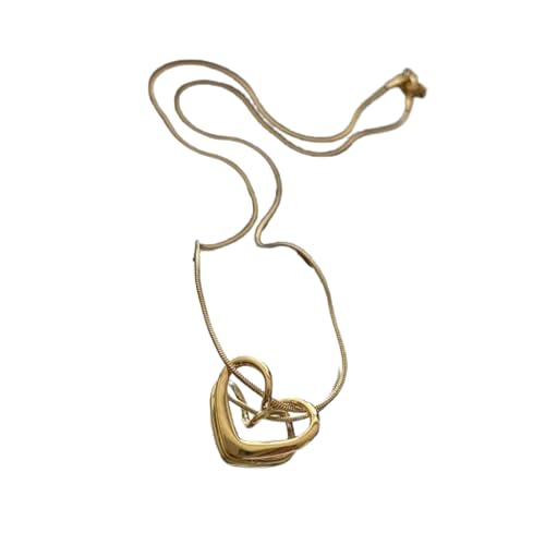 Hohle herzförmige Schlangenknochen-Halskette, einfaches und modisches Damen-Accessoire für Partys und den täglichen Gebrauch, Einstellbar, Kristall von SKJUBLPG