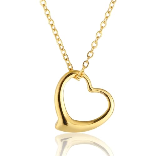 Modische, hohle Herz-Anhänger-Halskette für Frauen, geeignet für Mädchen, modischer Hochzeitsschmuck, exquisit und vielseitig, kann in Schichten getragen werden, Einstellbar, Kristall von SKJUBLPG