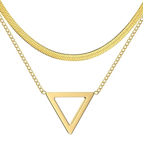 Modische Dreiecks-Halskette für Herren, doppelte Schlangenkette, Damenschmuck, schön und vielseitig, kann zu jedem Stil getragen werden, Einstellbar, Kristall von SKJUBLPG