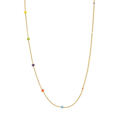 Modische Jelly Bean mit bunten Ziernähten, Perlen-Beanie-Halskette für Damen, schön und vielseitig, die zu jedem Stil getragen werden kann, Einstellbar, Kristall von SKJUBLPG