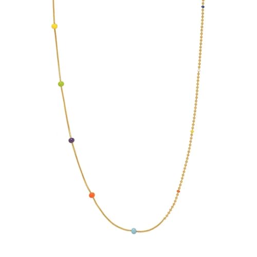 Modische bunte runde Zuckerperlen Spleißen Schlangenknochenkette Halskette Damen böhmischer Schmuck, Einstellbar, Kristall von SKJUBLPG