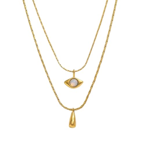 Modischer Retro-Anhänger mit Doppelketten-Halskette für Damen, exquisit und vielseitig, kann mit jedem Stil getragen werden von SKJUBLPG