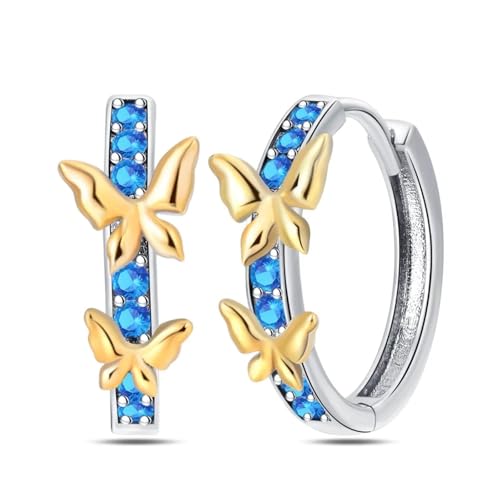 Ohrringe Ohrstecker Damen Schmuck Romantisch 925 Blau Schmetterling Mode Accessoires Zeigen Sie Ihre Schönheit, Vielseitig, Exquisit von SKJUBLPG
