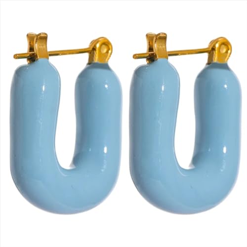 Ohrringe für Damen, Schmuck, 7 Farben, Bonbonfarben, quadratisch, dick, hohl, beliebt, zeigen Sie Ihre Schönheit, vielseitig, modisch, exquisit, Einstellbar, Acryl von SKJUBLPG