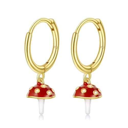 Ohrringe für Damen, Schmuck, 925, Retro-Pilz, für feine Schönheit, vielseitig, modisch, exquisit, Einstellbar, Acryl von SKJUBLPG