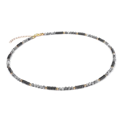 SKJUBLPG 4 mm einfache Halskette mit Perlen, modisch, bunt, für Damen und Herren, Einstellbar, Kristall SKJUBLPG 4 mm einfache Halskette mit Perlen, modisch, bunt, für Damen und Herren, Einstellbar, Kristall von SKJUBLPG