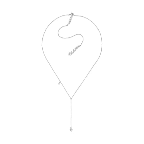 SKJUBLPG 925 Choker lange Kette Halskette Perle Frauen Luxus feiner Schmuck Hochzeit, Einstellbar, Kristall von SKJUBLPG