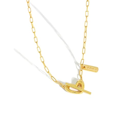 SKJUBLPG 925 Chunky Heart Pendant Luxury Chain Necklace Special Wedding Party Choker Simple Fashion Women, Einstellbar, Kristall von SKJUBLPG