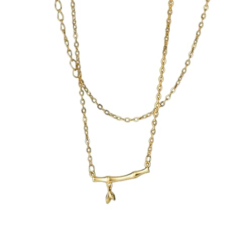 SKJUBLPG 925 Einzigartiges Design Bambus Anhänger Kette Schlüsselbein Halskette Frauen Modeschmuck Gothic Party, Einstellbar, Kristall von SKJUBLPG