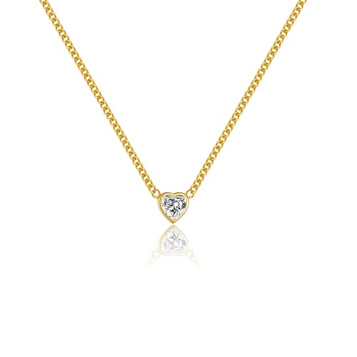 SKJUBLPG 925 Halskette mit Herzanhänger, luxuriöser Damenschmuck, schön und vielseitig zum Stapeln, Einstellbar, Kristall von SKJUBLPG