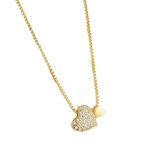 SKJUBLPG 925 Luxus Liebe Herz Anhänger Halskette Frauen Schmuck Halsband, Einstellbar, Kristall von SKJUBLPG