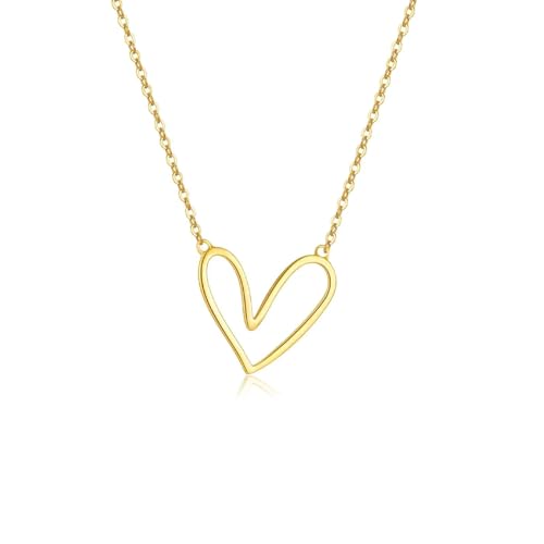SKJUBLPG 925 Unregelmäßiger, reiner herzförmiger Liebesanhänger, lange Kette, Party, exquisiter Schmuck, Einstellbar, Kristall von SKJUBLPG