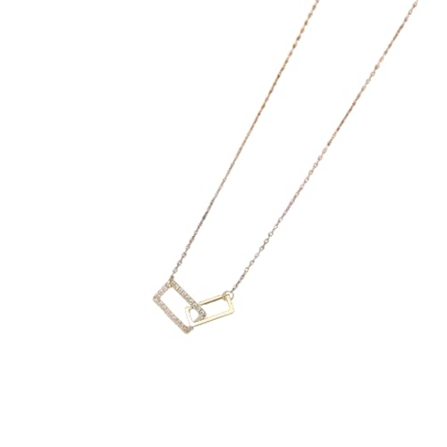 SKJUBLPG 925 geometrische Büroklammer-Halskette für Damen, einfacher und eleganter Schmuck, exquisit, vielseitig, kann in Schichten getragen werden, Einstellbar, Kristall von SKJUBLPG