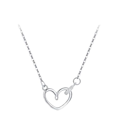 SKJUBLPG 925 schlichter Anhänger in Herzform, transparent, für Damen, Hochzeit, Verlobung, Schmuck von SKJUBLPG