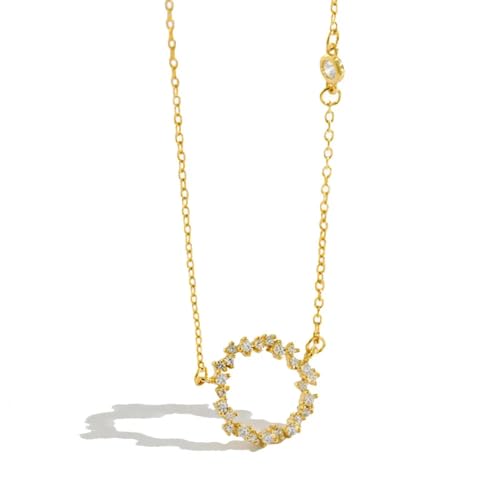 SKJUBLPG 925er runder Anhänger, lange Kette, Halskette, Hochzeit, Mode, Damenschmuck, kann schön und vielseitig getragen werden, Einstellbar, Kristall von SKJUBLPG
