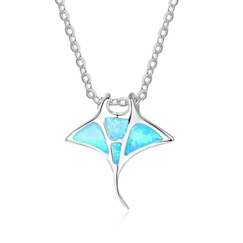 SKJUBLPG Bohemian-Halskette mit ovalem Anhänger für Damen und Mädchen, oval, weiß-blau, Party-Charm-Schmuck, Verlobung, Ehering-Zubehör, Einstellbar, Kristall von SKJUBLPG